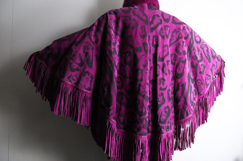 1980-90s Christian Dior Boutique Cuirs fringe leather poncho