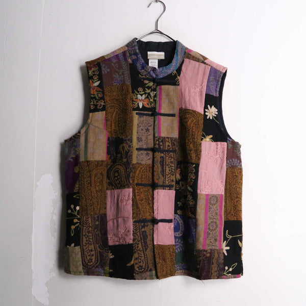 patchwork pattern china like design vest