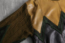 1990s SAXONY real leather combi knit pull