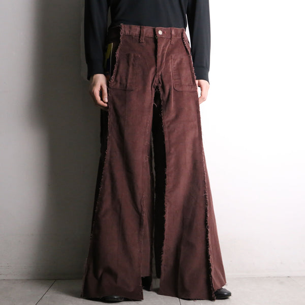 remake "再構築" reddish brown color corduroy buggy flare pants