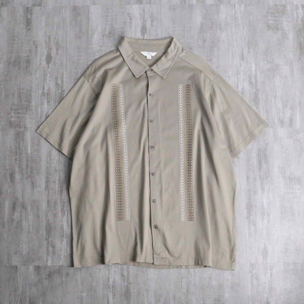 gradation stripe embroidery design cotton shirt