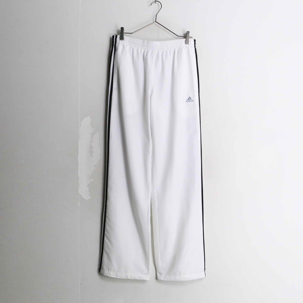 "adidas" 3line white track wide pants