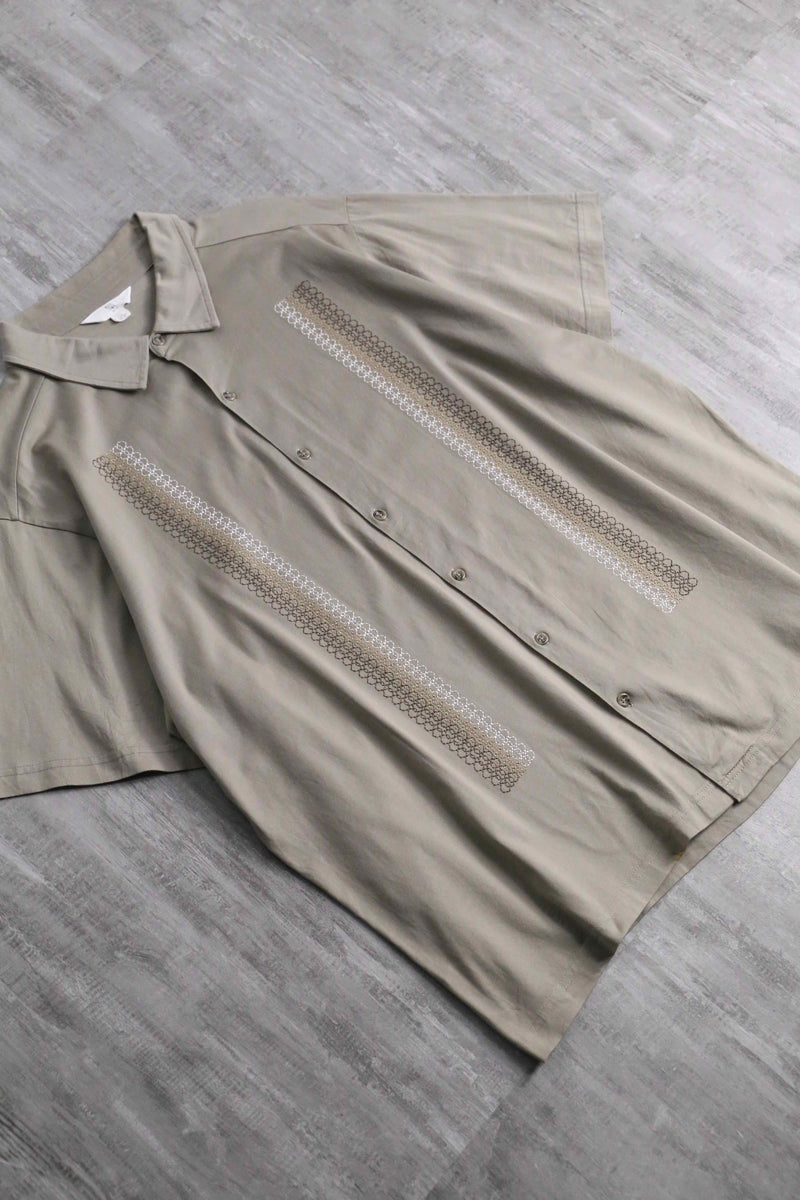 gradation stripe embroidery design cotton shirt