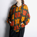 multi color check viscose zip hoodie