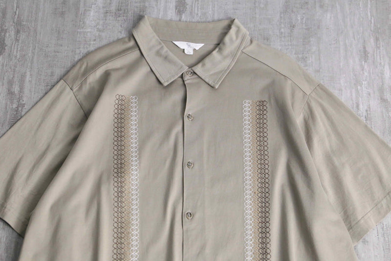gradation stripe embroidery design cotton shirt