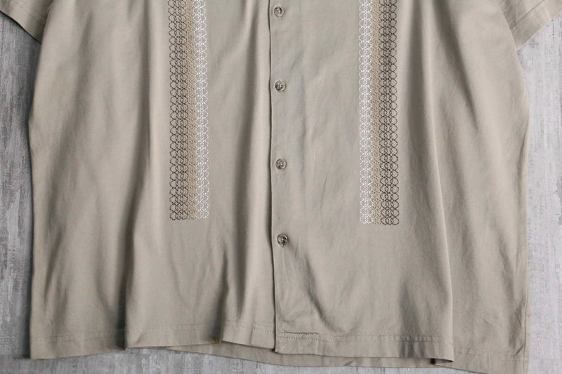 gradation stripe embroidery design cotton shirt