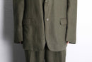 olive brown 2B single 2peace linen suit set up