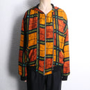 multi color check viscose zip hoodie