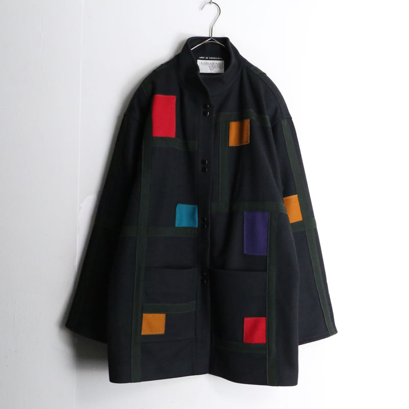 black mondrian pattern middle jacket