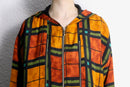 multi color check viscose zip hoodie