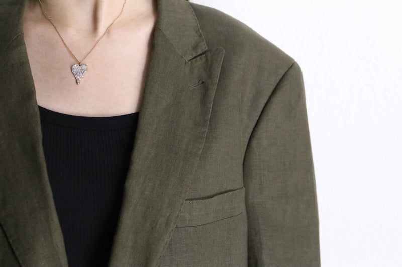 olive brown 2B single 2peace linen suit set up