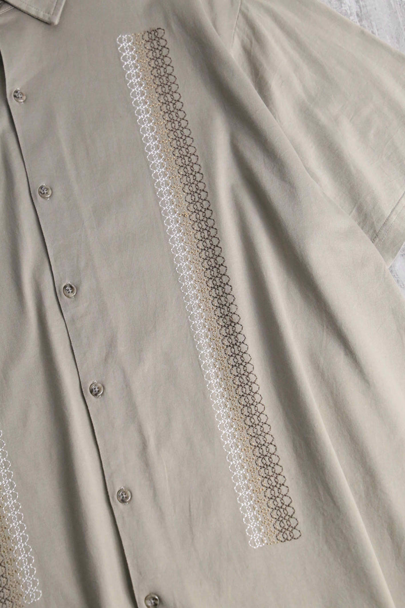 gradation stripe embroidery design cotton shirt