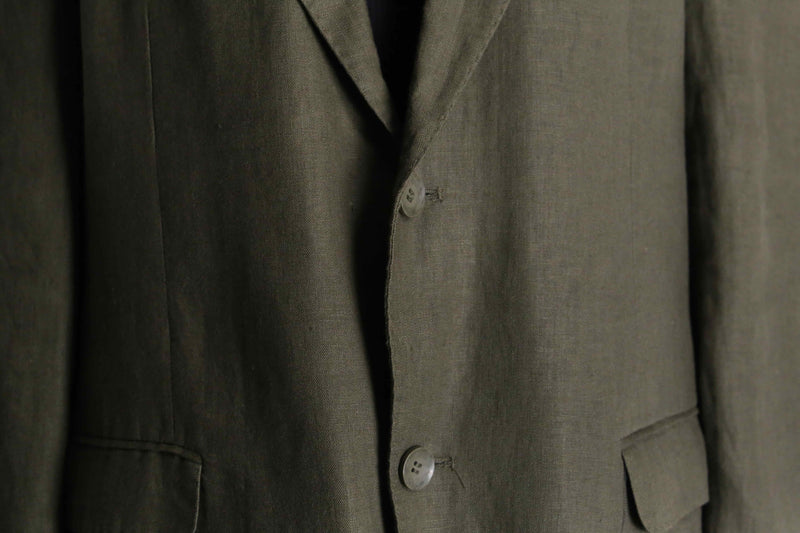 olive brown 2B single 2peace linen suit set up