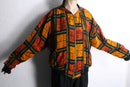 multi color check viscose zip hoodie