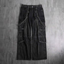 gimmicky bondage baggy denim pants