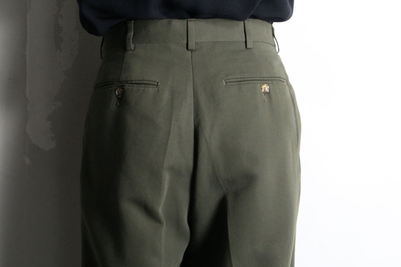 “yves saint laurent” green wide tapered trousers