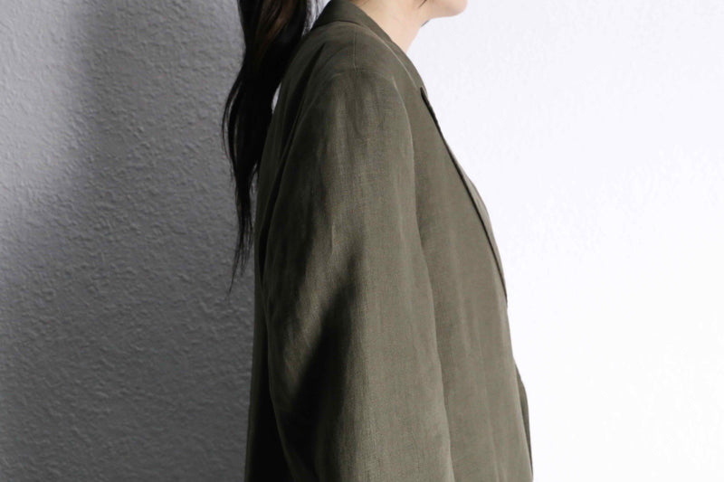 olive brown 2B single 2peace linen suit set up