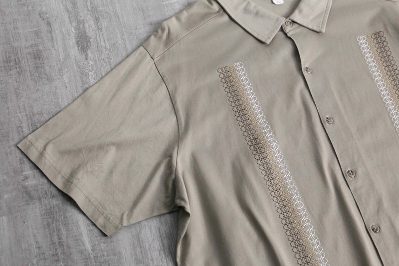 gradation stripe embroidery design cotton shirt
