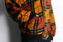 multi color check viscose zip hoodie