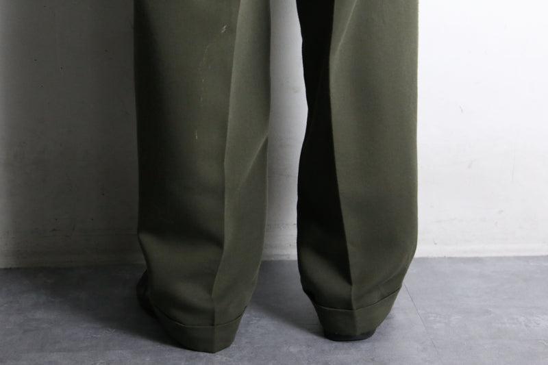 “yves saint laurent” green wide tapered trousers