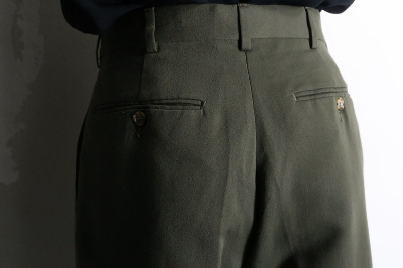 “yves saint laurent” green wide tapered trousers