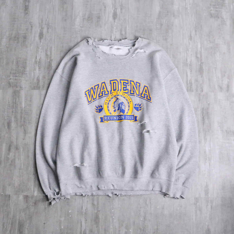 gray color damage design college logo sweat