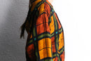 multi color check viscose zip hoodie