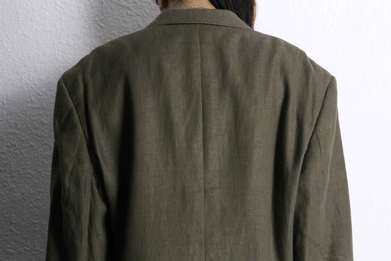 olive brown 2B single 2peace linen suit set up