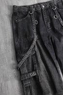 gimmicky bondage baggy denim pants