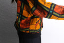 multi color check viscose zip hoodie