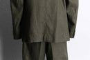 olive brown 2B single 2peace linen suit set up