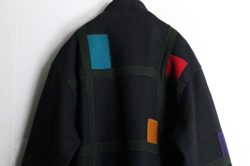 black mondrian pattern middle jacket