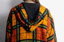 multi color check viscose zip hoodie