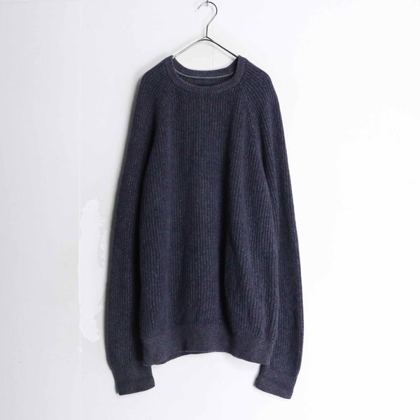 melange navy cotton rib knit