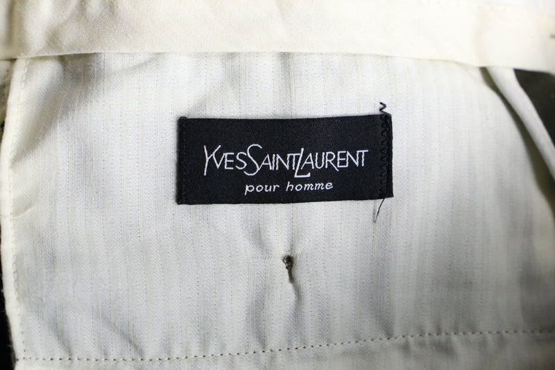 “yves saint laurent” green wide tapered trousers