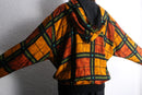 multi color check viscose zip hoodie