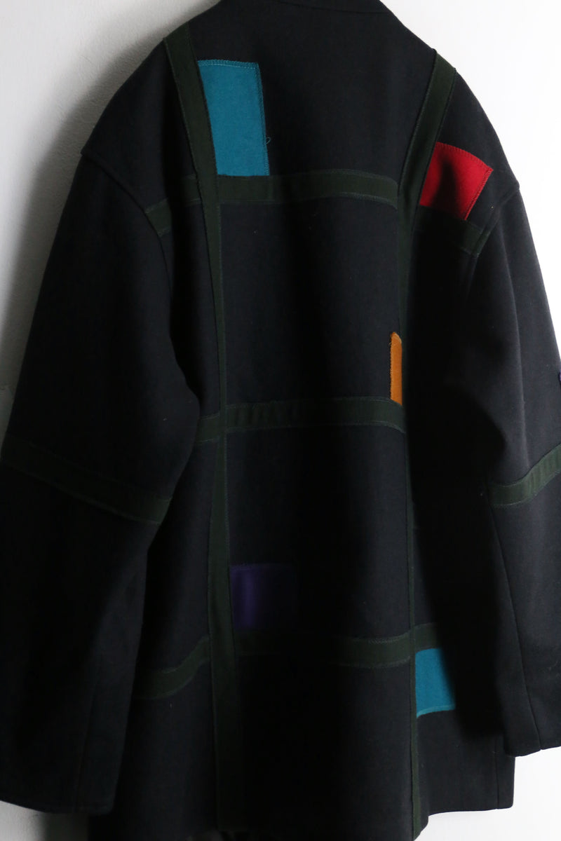 black mondrian pattern middle jacket