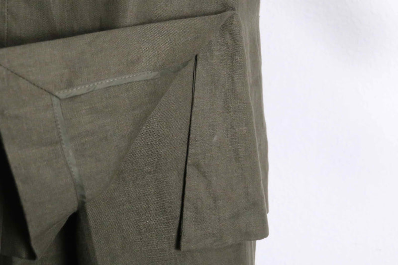 olive brown 2B single 2peace linen suit set up