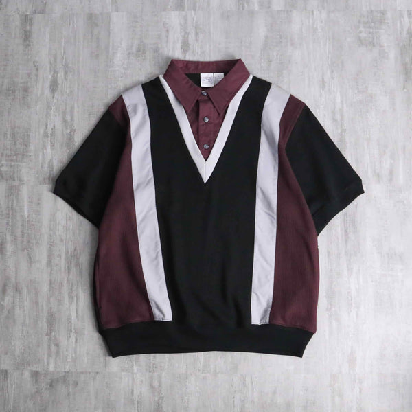 3-tone docking knit vest S/S polo