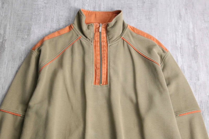 bicoler half zip sweat shirt