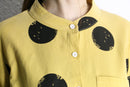 abstract marble dot collarless box shirt