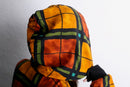multi color check viscose zip hoodie