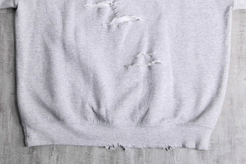 gray color damage design college logo sweat