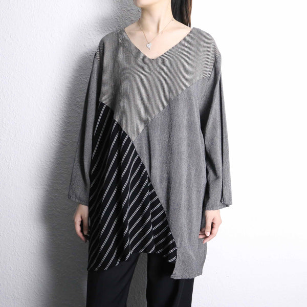 random stripe pattern L/S loose pull over