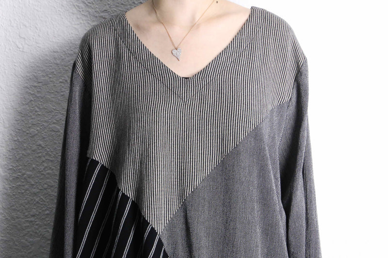 random stripe pattern L/S loose pull over