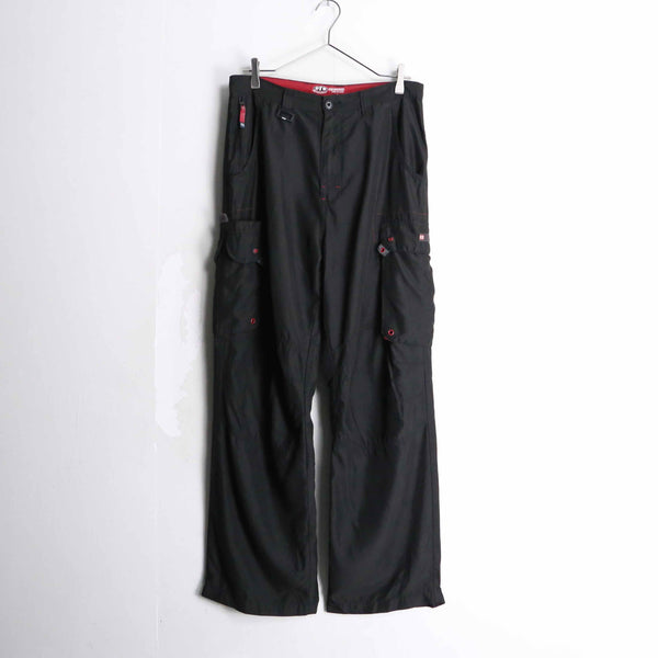 black color stitch design straight cargo pants