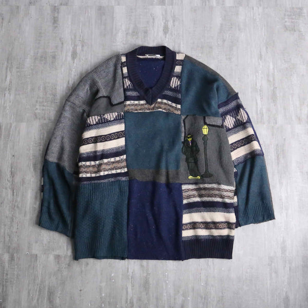 "Re:make" random patchwork dark knit