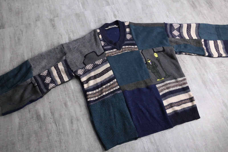 "Re:make" random patchwork dark knit