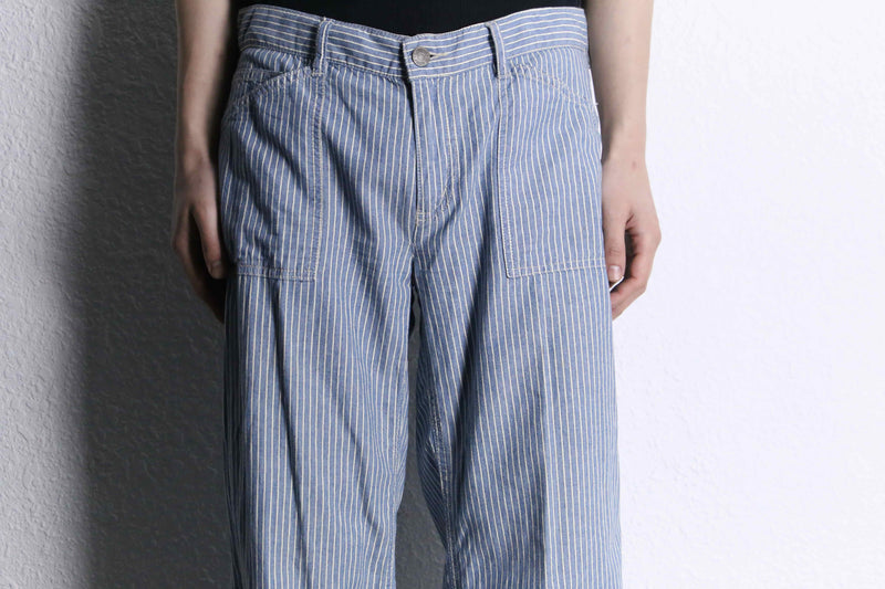 "LAUREN RL" blue stripe cotton flare pants