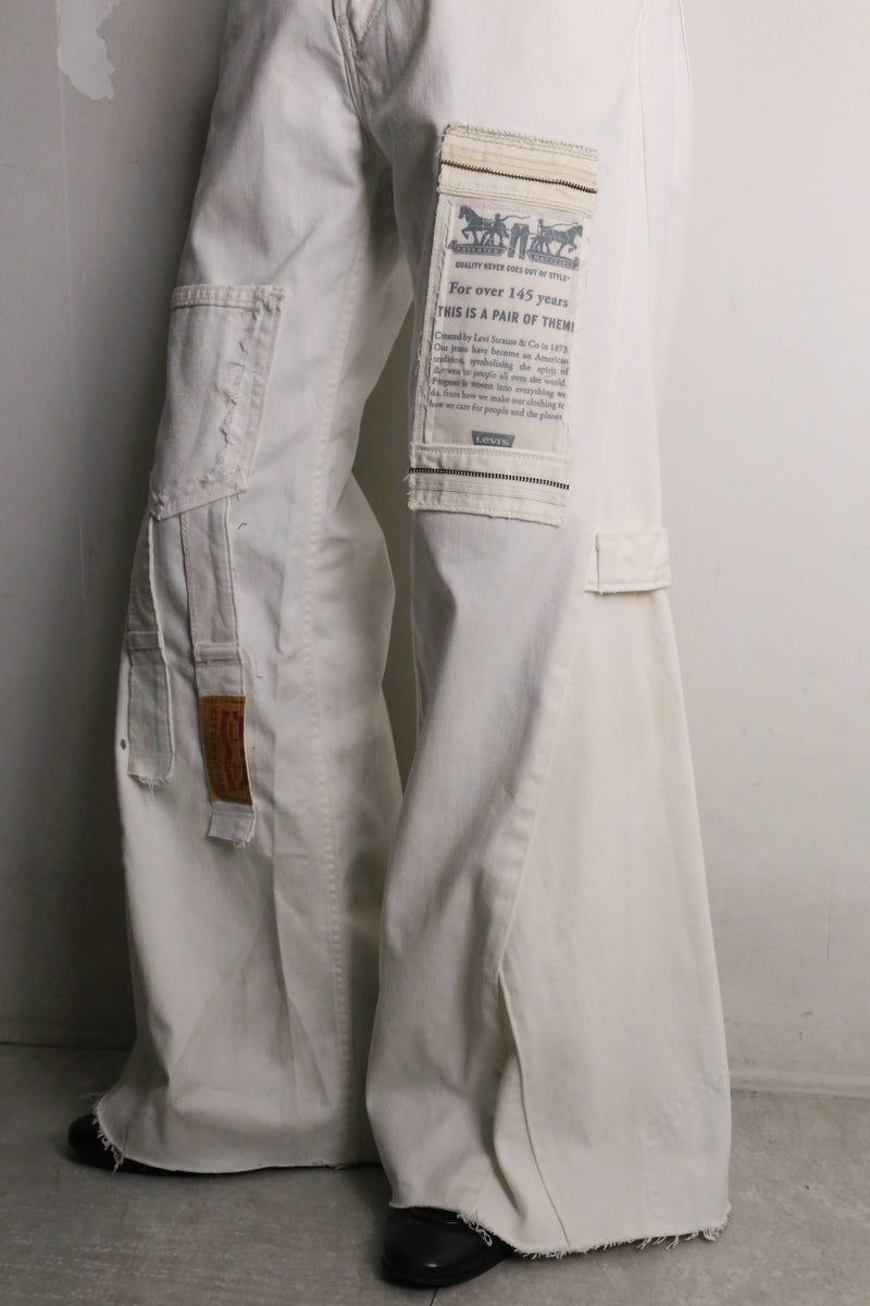 "Re:make" pocket patch design white buggy flare denim